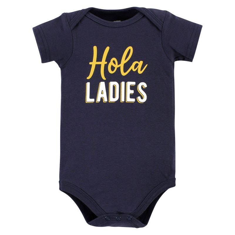 Hudson Baby Infant Boy Cotton Bodysuits, Hola Ladies 3-Pack, 3 of 6