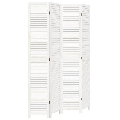 vidaXL Room Divider 4 Panels White Solid Wood Paulownia