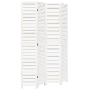 vidaXL Room Divider 4 Panels White Solid Wood Paulownia - 1 of 4