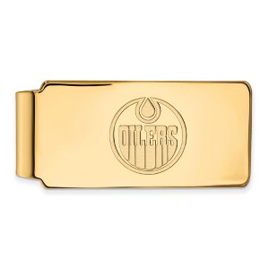 Black Bow Jewelry 14k Yellow Gold Plated Sterling Silver Edmonton Oilers NHL Money Clip - 1 of 3