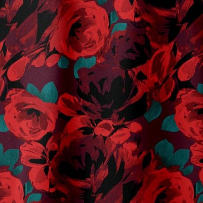 red watercolor floral