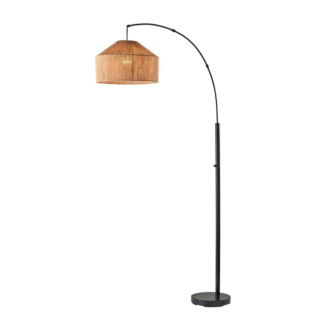 Photos - Floodlight / Street Light Adesso Amalfi Arc Lamp Black: Modern Metal Floor Lamp with Linen Shade, ETL Listed, 75" Height 