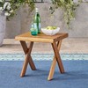 Outdoor Wooden End Tables, Modern Square Side Table, Acacia Wood Tables With Cross Base, Rustic Small Coffee Table For Patio, Teak - 2 of 4