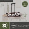 VAXCEL Wade 5L Black and Wood Rustic Cage Linear Chandelier Island Pendant Light Fixture - 4 of 4