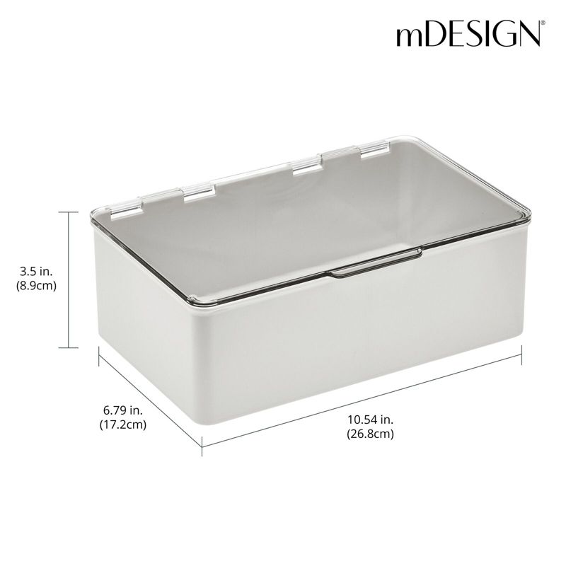 mDesign Plastic Stackable Organizer Container Bin Box with Hinged Lid, 3 of 9