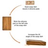 Aoibox Wooden Soap Dish for Bathroom & Shower, Self Draining Soap Holder with Waterfall Drain, Natural Teak Soap Saver Tray (2 Pack) - 3 of 4