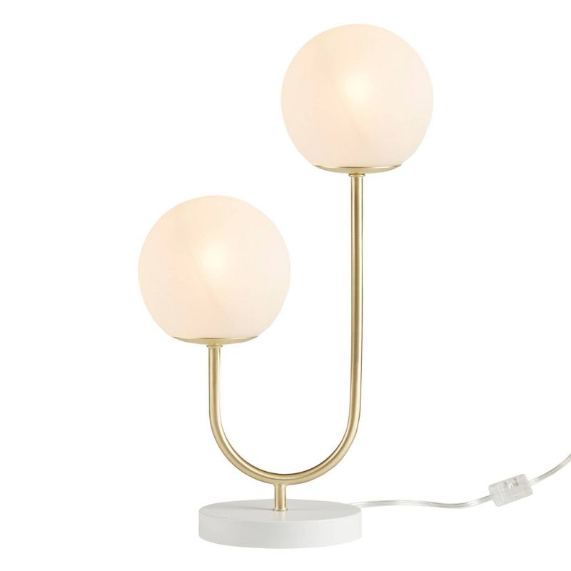 2-Light Zusa Metal Globe Table Lamp (Includes LED Light Bulb) Gold/White - 510 Design, 4 of 9