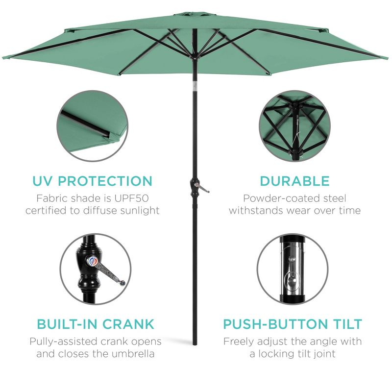 Best Choice Products 10ft Outdoor Steel Market Patio Umbrella w/ Crank, Tilt Push Button, 6 Ribs, 6 of 10