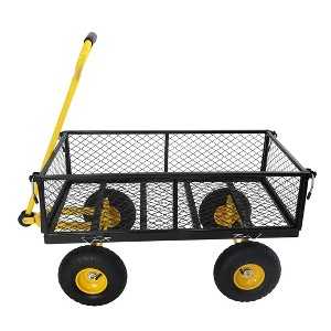 Grungis 40"H Heavy Duty Wagon Storage Cart,Shopping Cart with Metal Material,Utility Cart with Inflatable Tires for Camping,Shopping,Yellow+Black - 1 of 4