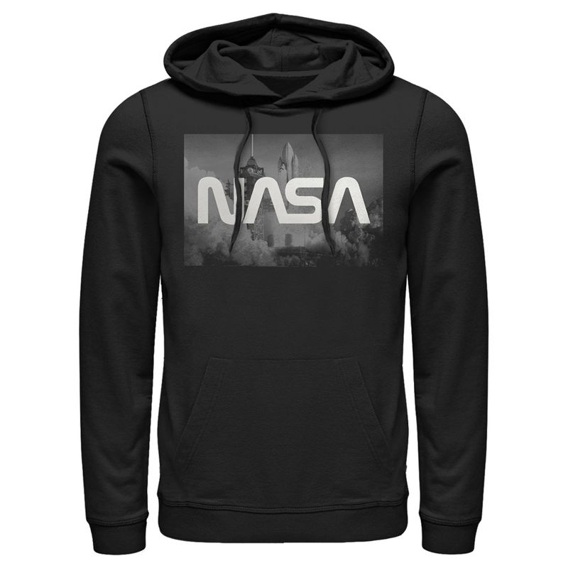 Men's NASA Space Shuttle Blast Off Text Over Lay Pull Over Hoodie, 1 of 4