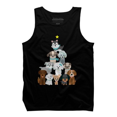 Men's Design By Humans Christmas Tree Dogs By GiftsIdeas Tank Top