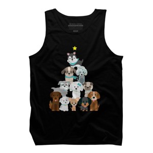 Men's Design By Humans Christmas Tree Dogs By GiftsIdeas Tank Top - 1 of 4