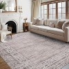 Vintage Bordered Washable Area Rug - Non-Slip Non-Shedding Stain Resistant Carpet, Soft Distressed Print Mat for Living Room, Nursery, Bedroom Office - 4 of 4