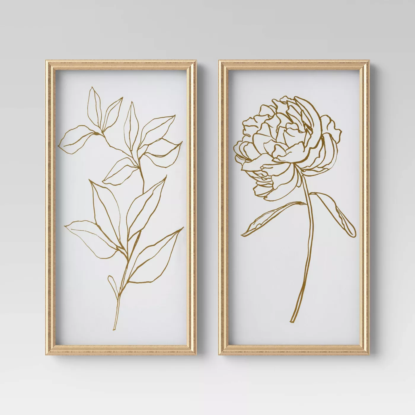 Set of 2 12"x24" Floral Line Drawing Framed Canvas - Opalhouse™ - image 1 of 6
