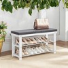 2-Tier Shoe Rack Bamboo Shoe Bench Stable Shoe Organizer for Entryway Living Room Bench Seat Holds Up to 300 lb 11.4 x 35.4 x 19.3 Inches - 4 of 4