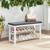 2-Tier Shoe Rack Bamboo Shoe Bench Stable Shoe Organizer for Entryway Living Room Bench Seat Holds Up to 300 lb 11.4 x 35.4 x 19.3 Inches - image 4 of 4