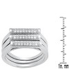 Steeltime Ladies 18k white gold plated brass simulated diamonds tube 3pc rings set - 3 of 4