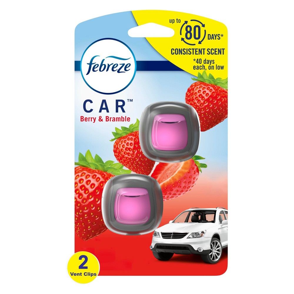 Febreze Car Air Freshener Vent Clip Berry & Bramble Scent - 2ct/0.13 fl oz