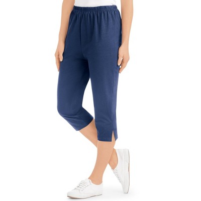 Collections Etc Comfortable Elasticized Waistband Capris Leggings