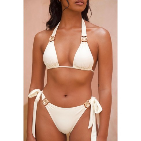 Moda Minx Amour 'Coconut' Tie Side Crystal Bikini Bottoms - image 1 of 4