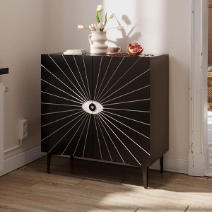 ORRD Modern Wooden 2 - Door Storage Accent Cabinet Eye Pattern With Adjustable Shelves  On-Site - 1 of 4