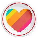 Valentine's Day Multicolor Striped Heart Print Disposable Snack Plates 6.75"-20ct - Spritz™