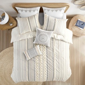 Gulches Full/Queen Cotton Printed Duvet Cover Set with Chenille, Stylish Bedding for Bedroom Refresh - 1 of 4