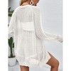 Coolmee Women's Crochet Cardigan Sweater Long Sleeve Open Front Lightweight Boho Cover Up Summer Knit Cardigans - 3 of 4