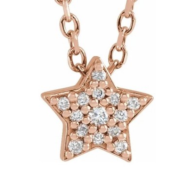 Pompeii3 Dainty Diamond Star Pendant in 14k White, Yellow, or Rose Gold Necklace