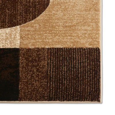 Brown and Beige Geometric Synthetic 8' x 10' Area Rug
