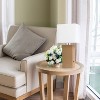 21" Lexington Leather Base Modern Home Decor Bedside Table Lamp with USB Charging Port and Fabric Shade - Lalia Home - 4 of 4