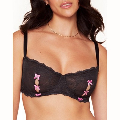 Adore Me Women's Enny Balconette Bra 40DD / Jet Black.