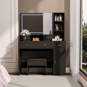 NicBex Vanity Desk with Mirror Dresser with Mirror, 40.9IN Dressing Table with 5 Large Drawer and Storage Cabinet for Bedroom - 1 of 4