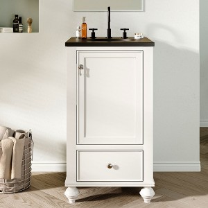 Hyleory 19.02 in. W X 19.02 in. D X 34.8 in. H Single Basin Bath Vanity in White with White Ceramic Top （Assembled） - 1 of 4