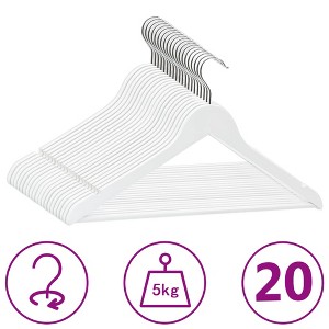 vidaXL 20 pcs Clothes Hanger Set Non-slip White Hardwood - 1 of 4