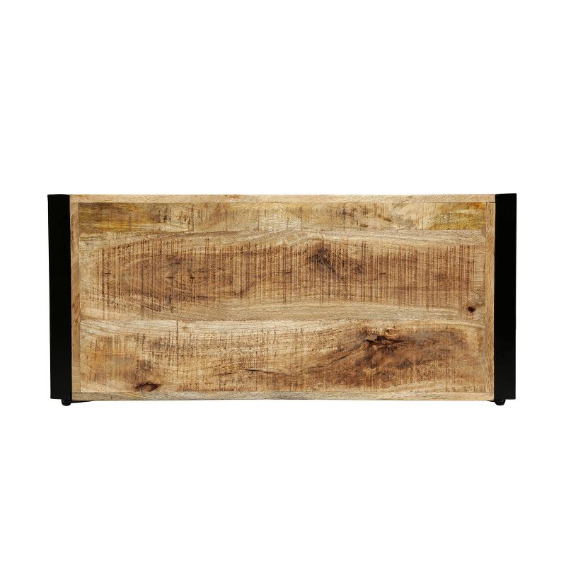 Brinkley Modern Industrial Handcrafted 3 Shelf Mango Wood Shelving Unit Natural/Black - Christopher Knight Home, 6 of 12
