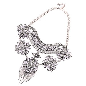 SOHI Women's Crystal Silver Party Statement Necklace - 1 of 4