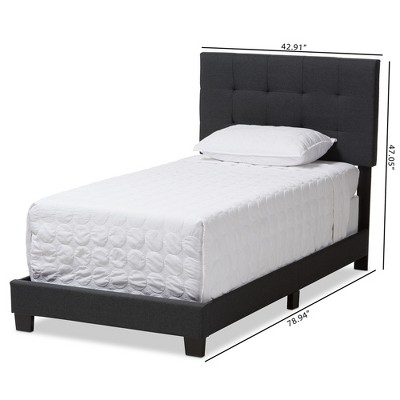 Brookfield Twin Charcoal Gray Tufted Upholstered Bed