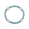Guili 14k Yellow Gold Turquoise or Pink and Pearl Beaded Bracelet, Bohemian Chic Style, Perfect for Summer Vacations and Beach Days, Blue - 2 of 2