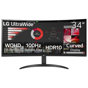 Refurbished: LG UltraWide 34WR50QK-B 34" WQHD Curved Monitor, Black - Manufacturer Refurbished - 1 of 4