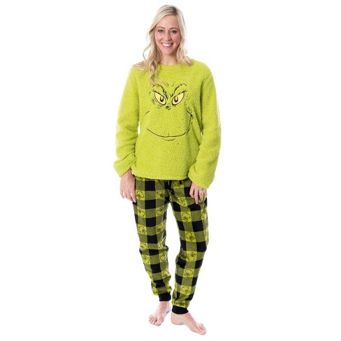 Dr. Seuss The Grinch Who Stole Christmas Women s 2 Piece Pajama Set X Large Green