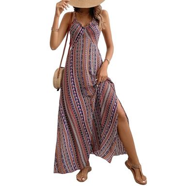 slim fit dress slacks PRETTYGARDEN Women's Fall Boho Maxi Dress Floral Long Sleeve V Neck Fl main image 0