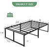 14 Inch Metal Full Bed Frame, Heavy Duty Platform, Sturdy Steel Slats, Mattress Foundation, No Box Spring Needed, Easy Assembly, Noise Free, Black - 2 of 4