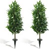 2Pcs 3FT Artificial Bay Laurel Tree with Ground Spikes, UV Resistant Fake Shrubs Flood Plants, Faux Laurus Nobilis, Fake Plants for Garden Patio - 3 of 4