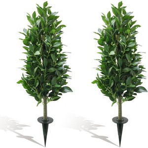 Artificial Laurel Trees with Ground Thorns, 2 Pieces 3 Feet Tall, UV-resistant Artificial Shrubs, Garden Terraces, Indoor and Outdoor Decoration. - 1 of 4