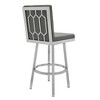 30" Gem Swivel Modern Metal and Faux Leather Bar and Counter Stool, 360¡ã Rotation, Comfortable Design with Footrest - 3 of 4