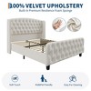 Bed Frame with Deep Button Tufted Wingback Headboard and Footboard, Velvet Upholstered Platform Frame, No Box Spring, Easy Assembly - 2 of 4
