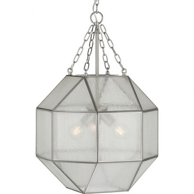Progress Lighting, Mauldin, 3-Light Pendant, Brushed Nickel, Seeded Glass Shade