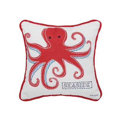 C&F Home 10" x 10" Octopus Seaside Printed and Applique Throw Pillow