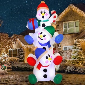 Paaaawaters 6 FT Christmas Inflatable Decoration Stacked Snowman with Build-in LEDs Blow Up Inflatables for Xmas Party - 1 of 4